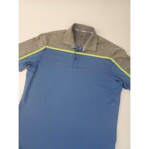 adidas Men's Short Sleeve Polo Golf Performance Shirt, Blue/Grey, Large